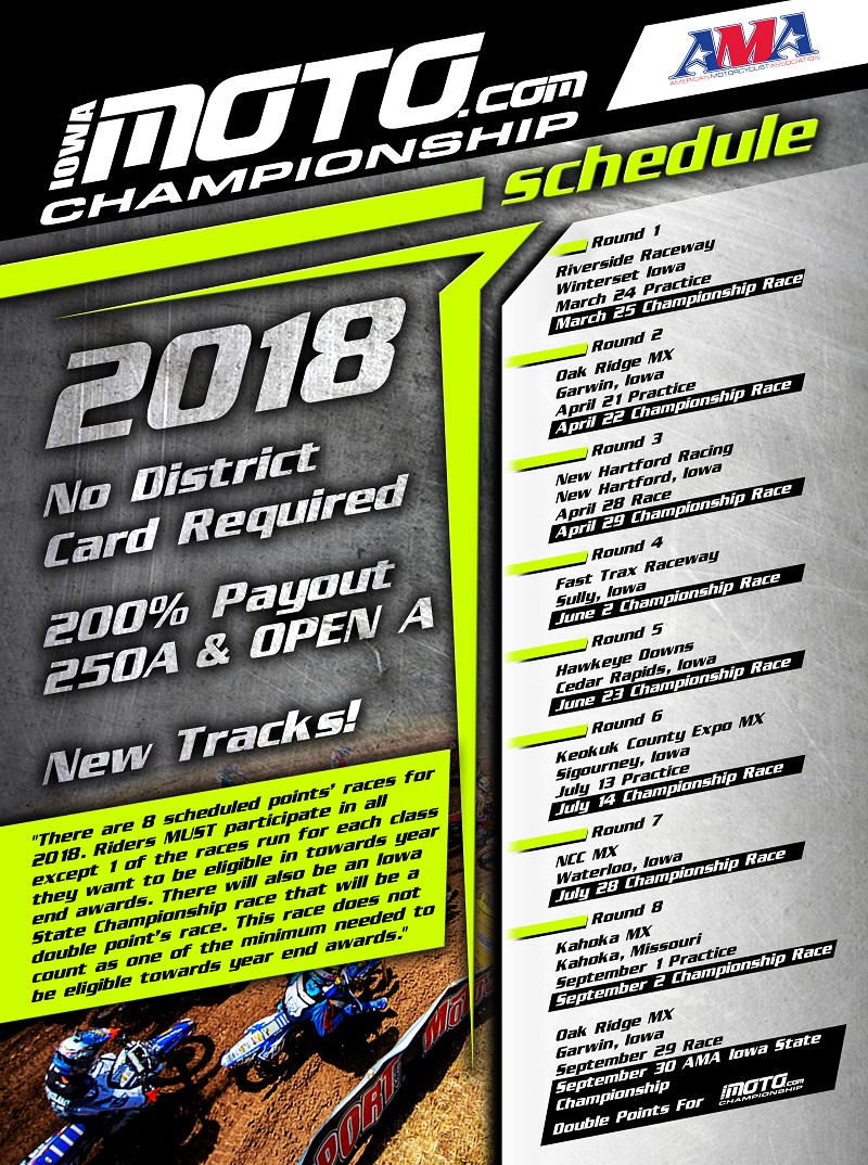 IowaMoto.com 2018 Motocross Schedule
